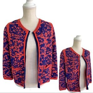 Stefan Green knit jacket blue and coral size 2